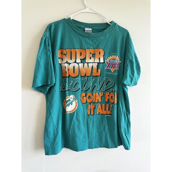 VTG 90's 1994 Mendez Miami‎ Dolphins Super Bowl Bound T-Shirt L Football NFL USA - Picture 1 of 10